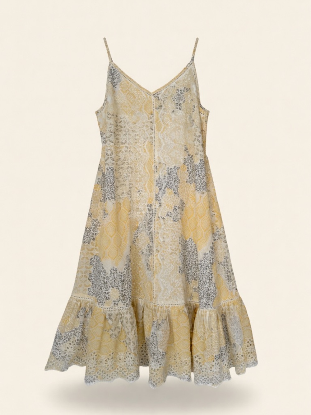 Rachel Zoe Cotton Sundress | Embroidered Placket | Smocked Back | Eyelet Hem